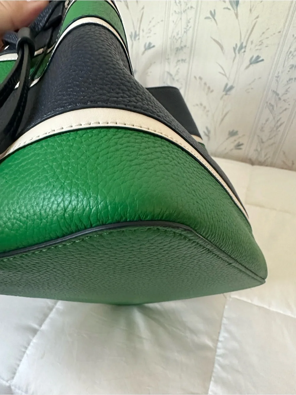 Kate Spade Striped Leather Bucket Bag